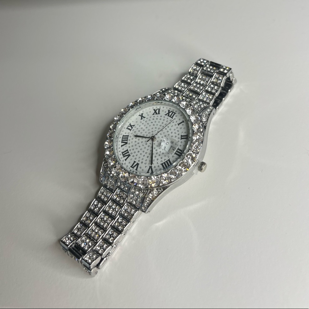 SHEIN STAINLESS STEEL RHINESTONE WATCH